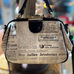 Vintage Newspaper Print Handbag